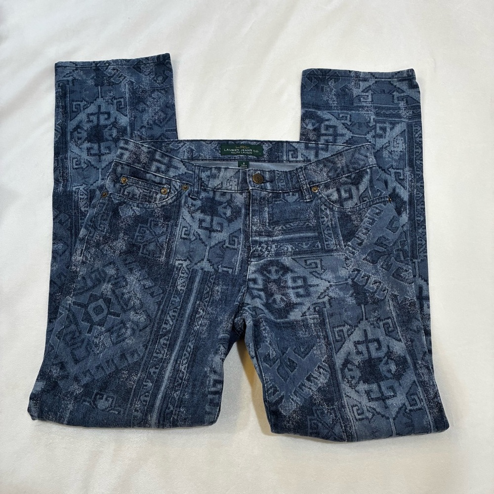Ralph Lauren Southwestern Aztec Print Jeans Size 8 Western Boho Denim